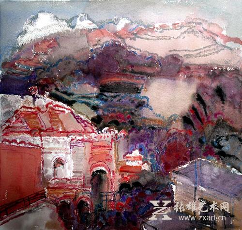 黄永生《城市化》水彩 56x54cm 黄永生《城市化》水彩 56x54cm